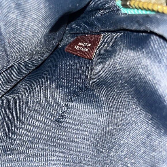 Coach NY, Yankee Floral Print Canvas Crossbody Clutch Bag Purse Teal - Picture 16 of 16